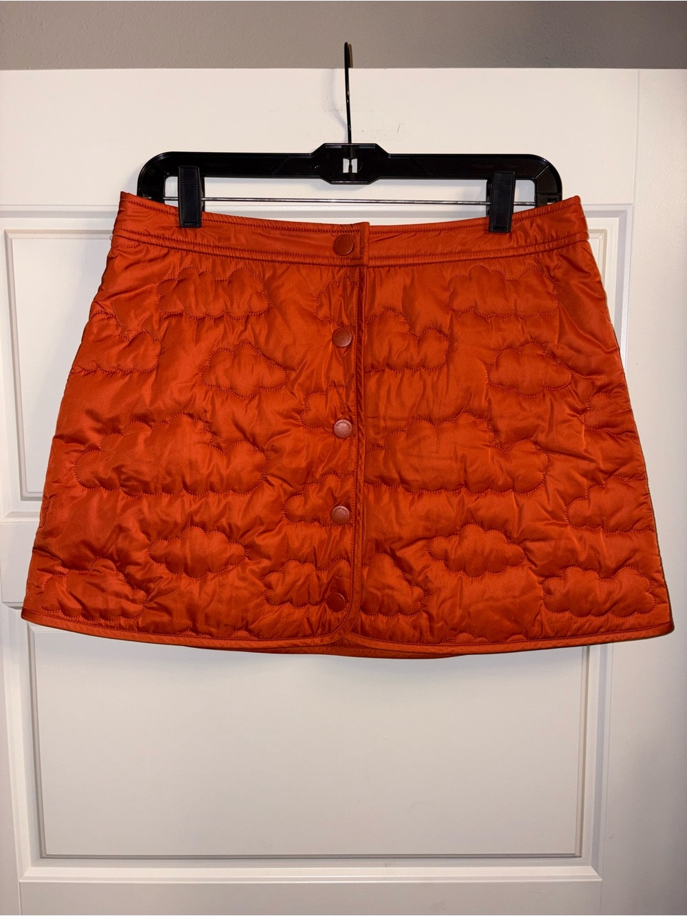 Coach Quilted Button-Front Mini Skirt in Orange